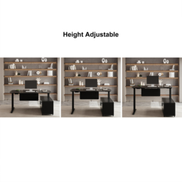L Shaped Executive Office Desk Standing Desktop with 3 Doors & Drawer Black Office Furniture Right Hand (1600mm) - thumbnail 9
