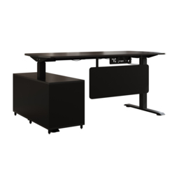 L Shaped Executive Office Desk Standing Desktop with 3 Doors & Drawer Black Office Furniture Right Hand (1600mm) - thumbnail 7