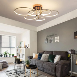 Gold Semi Flush Mount Ceiling Light Circle Acrylic Chandelier 6-Light - thumbnail 2