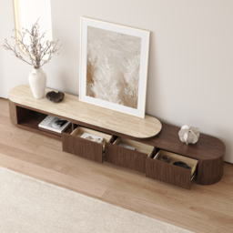 Velar 180 - 290 cm Extendable Sintered Stone Top TV Stand with 3 Drawers - thumbnail 3