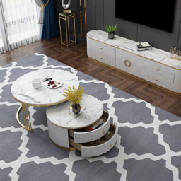 Modern Pieces White Round Nesting Wooden Coffee Table with