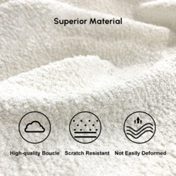 Homary 2000mm Modern White Boucle Upholstered Fluted 3 Seater Sofa for Living Room with pillow - thumbnail 9