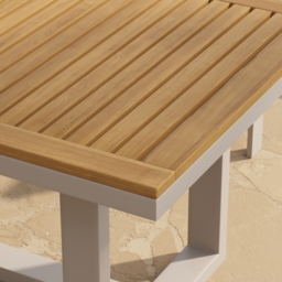 Tevara Rectangle Teak Wood & Aluminium Garden Patio Dining Table Modern Yard & Patio Furniture for 6 - 8 Person - thumbnail 8
