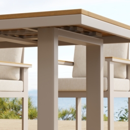 Tevara Rectangle Teak Wood & Aluminium Garden Patio Dining Table Modern Yard & Patio Furniture for 6 - 8 Person - thumbnail 6