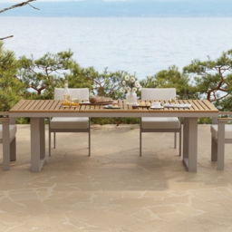 Tevara Rectangle Teak Wood & Aluminium Garden Patio Dining Table Modern Yard & Patio Furniture for 6 - 8 Person - thumbnail 5
