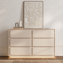 "Haloa Modern 47"" 6-Drawer Matte Warm White Dresser with Light and Charging Station" - thumbnail 5