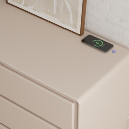 "Haloa Modern 47"" 6-Drawer Matte Warm White Dresser with Light and Charging Station" - thumbnail 7