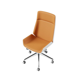 Orange Faux Leather Office Chair Desk Chair with Wheels & Adjustable Height - thumbnail 8