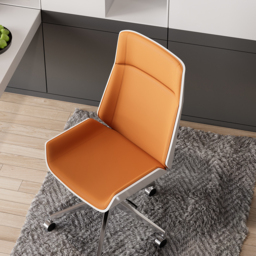 Orange Faux Leather Office Chair Desk Chair with Wheels & Adjustable Height - thumbnail 3