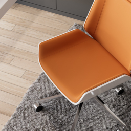 Orange Faux Leather Office Chair Desk Chair with Wheels & Adjustable Height - thumbnail 6