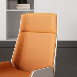 Orange Faux Leather Office Chair Desk Chair with Wheels & Adjustable Height - thumbnail 5