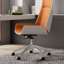 Orange Faux Leather Office Chair Desk Chair with Wheels & Adjustable Height - thumbnail 7
