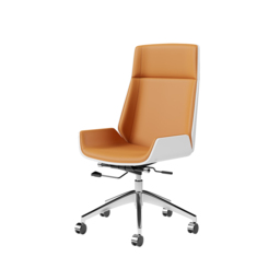 Orange Faux Leather Office Chair Desk Chair with Wheels & Adjustable Height - thumbnail 9