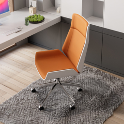 Orange Faux Leather Office Chair Desk Chair with Wheels & Adjustable Height - thumbnail 2
