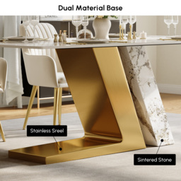 Modern 2200mm Rectangle Sintered Stone Dining Table with 8 Chairs in Gold - thumbnail 8