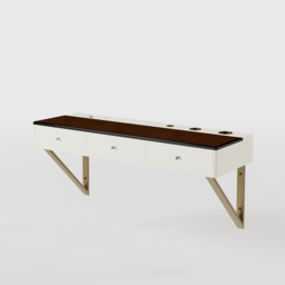 Glass Modern Floating Dressing Table with Tempered Top & Drawers Wall Mounted Beauty Station - thumbnail 8