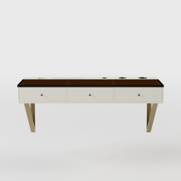 Glass Modern Floating Dressing Table with Tempered Top & Drawers Wall Mounted Beauty Station - thumbnail 7