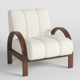 Mid Century Modern Boucle Accent Chair White Modular Lounge Chair with Ash Solid Wood Frame - thumbnail 6
