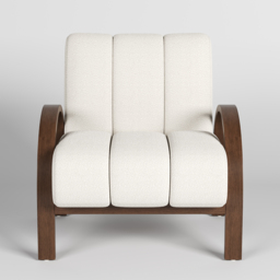 Mid Century Modern Boucle Accent Chair White Modular Lounge Chair with Ash Solid Wood Frame - thumbnail 5