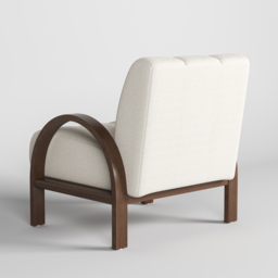 Mid Century Modern Boucle Accent Chair White Modular Lounge Chair with Ash Solid Wood Frame - thumbnail 7