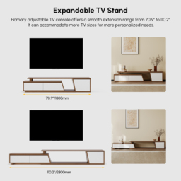 Fero Minimalist Walnut & White Rectangle Reversible Extendable TV Stand with 3 Drawers Up to 280 cm - thumbnail 7