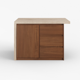 1270mm Modern Kitchen Island Walnut Laminate & 2 Counter Stools Set Storage Cabinet - thumbnail 9