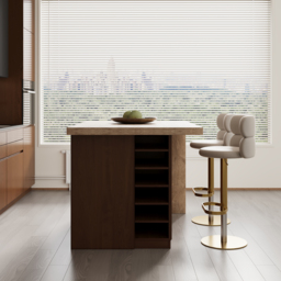 1270mm Modern Kitchen Island Walnut Laminate & 2 Counter Stools Set Storage Cabinet - thumbnail 3