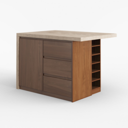 1270mm Modern Kitchen Island Walnut Laminate & 2 Counter Stools Set Storage Cabinet - thumbnail 8