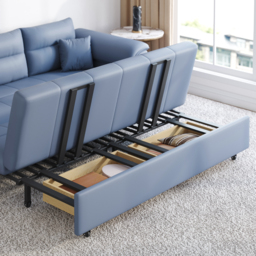 188 cm Full 2-Seater Faux Leather Pull-out Sleeper Sofa with Storage and Side Pockets - thumbnail 6