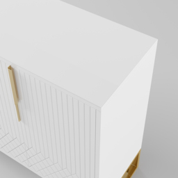 "4-Door Wood 60"" Sideboard with 3 Shelves Aro Contemporary White" - thumbnail 7