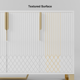 "4-Door Wood 60"" Sideboard with 3 Shelves Aro Contemporary White" - thumbnail 5