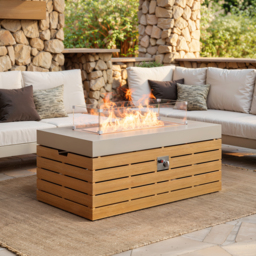 "Tevara 47"" 5-Piece Modular Teak Outdoor Sofa Set with Smokeless Fire Pit for 6 Person" - thumbnail 4
