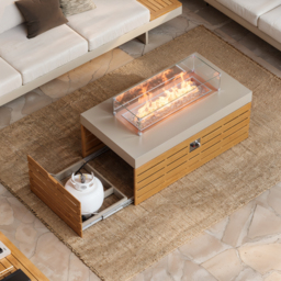 "Tevara 47"" 5-Piece Modular Teak Outdoor Sofa Set with Smokeless Fire Pit for 6 Person" - thumbnail 3