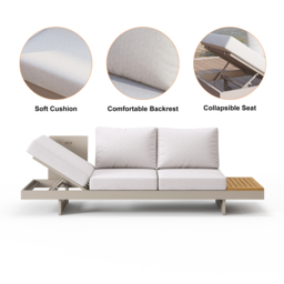 "Tevara 47"" 5-Piece Modular Teak Outdoor Sofa Set with Smokeless Fire Pit for 6 Person" - thumbnail 8