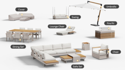 "Tevara 47"" 5-Piece Modular Teak Outdoor Sofa Set with Smokeless Fire Pit for 6 Person" - thumbnail 6