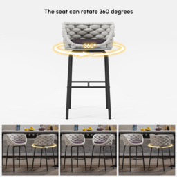 7-Piece Garden Sintered Stone & Aluminium Bar Dining Set with 6 Bar Stools in Light Grey - thumbnail 6