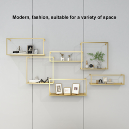 Modern Wall-Mounted Shelving Gold Floating Shelves in Metal Set of 6 - thumbnail 9