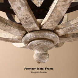 Retro Rustic Weathered Wooden Globe Metal Orb Crystal 3-Light Chandelier Small - thumbnail 7