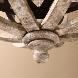 Retro Rustic Weathered Wooden Globe Metal Orb Crystal 3-Light Chandelier Small - thumbnail 3