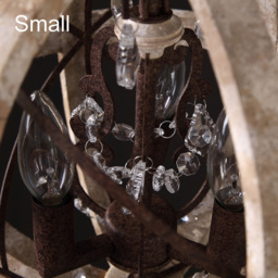 Retro Rustic Weathered Wooden Globe Metal Orb Crystal 3-Light Chandelier Small - thumbnail 4