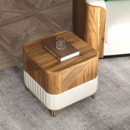 Wovent Mid-Century Square Modern Walnut Wood Narrow Side Table with Storage Nightstand - thumbnail 4