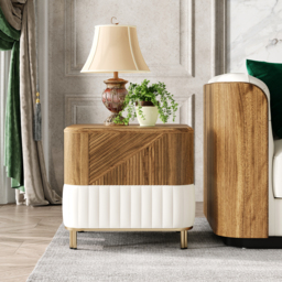 Wovent Mid-Century Square Modern Walnut Wood Narrow Side Table with Storage Nightstand - thumbnail 2