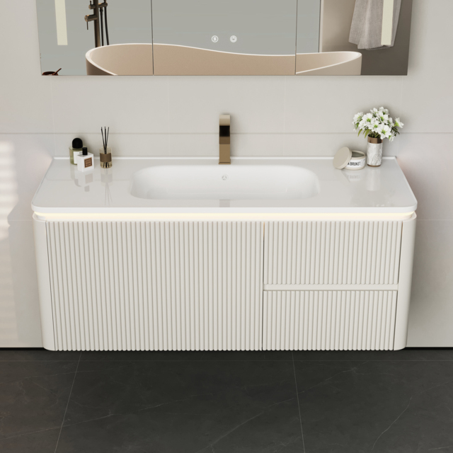 Bathroom Vanity Set 1200mm Modern Warm White LED Floating Bathroom Vanity with Sink - image 1