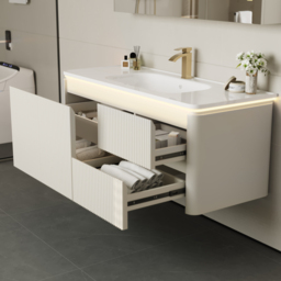 Bathroom Vanity Set 1200mm Modern Warm White LED Floating Bathroom Vanity with Sink - thumbnail 5