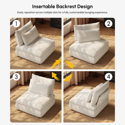 3-Piece Oatmeal Chenille Modular Sectional Sofa with Hidden Storage & Removable Backrest - thumbnail 8