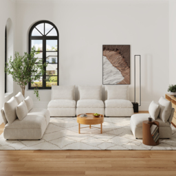 3-Piece Oatmeal Chenille Modular Sectional Sofa with Hidden Storage & Removable Backrest - thumbnail 6