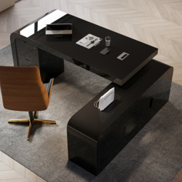 Chicent L-shaped Modern Executive Desk with Ample Storage Right Hand in Black Office Furniture(180 cm) - thumbnail 5