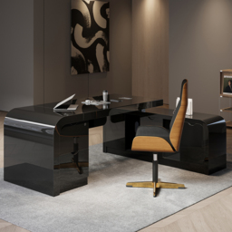 Chicent L-shaped Modern Executive Desk with Ample Storage Right Hand in Black Office Furniture(180 cm) - thumbnail 4
