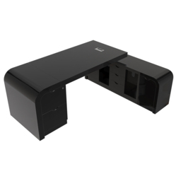 Chicent L-shaped Modern Executive Desk with Ample Storage Right Hand in Black Office Furniture(180 cm) - thumbnail 8