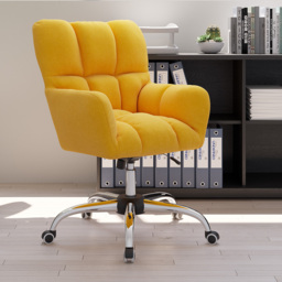 Modern Office Chair Upholstered Cotton & Linen Swivel Task Chair Height Adjustable - thumbnail 2